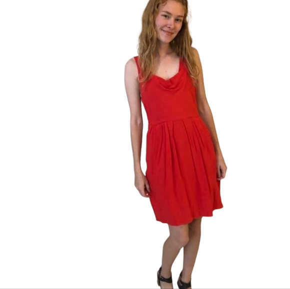 💥SALE💥 BB Dakota Red Dress  Sz.8 Sleeveless Fit and Flare - Picture 8 of 9